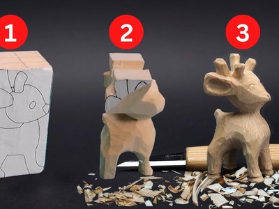 3 Steps for Reindeer Christmas Carving, Santa Claus Reindeer From Basswood
