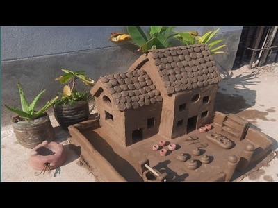 Amazing technique build DIY miniature Clay House | how to make Clay House|| mitti ka ghar kese bante