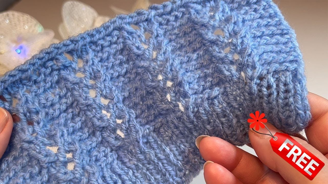 Ažurový pletený vzor. How to knit the Fancy Openwork stitch pattern. Tutorial Free.