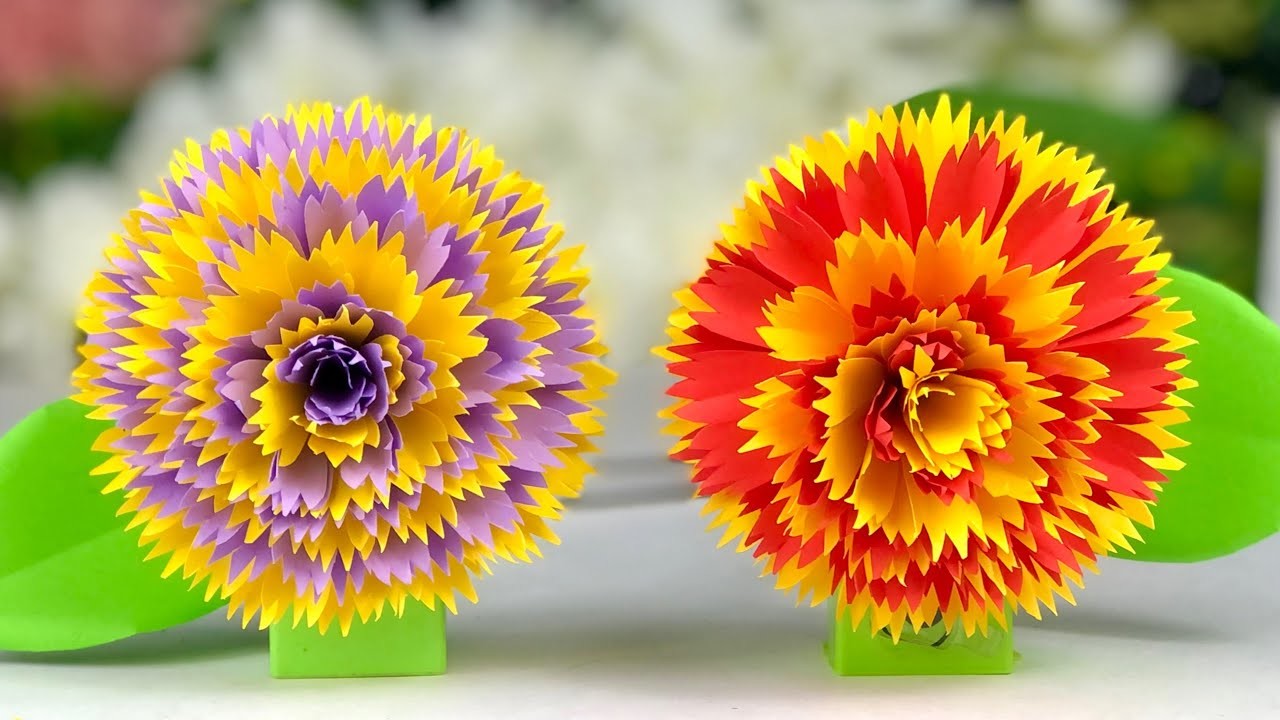 Beautiful Paper Flower Making | Home Decor |  Paper Craft | Easy Craft Ideas | School Craft Ideas