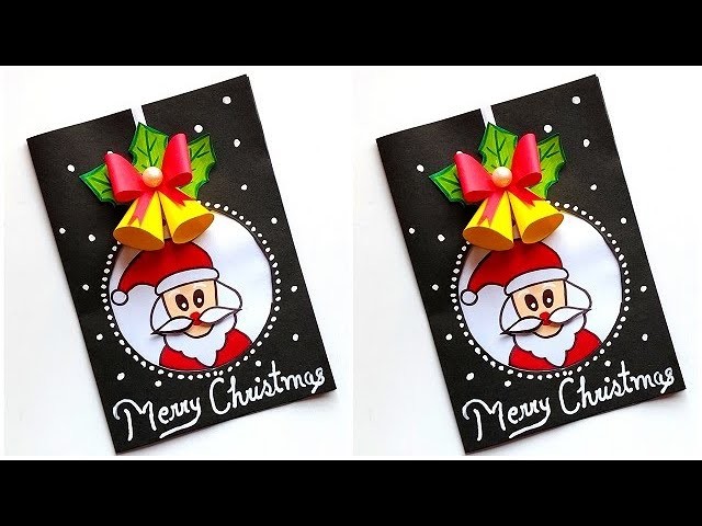 Christmas card making easy 2022. DIY Merry Christmas greeting card. Handmade Christmas card