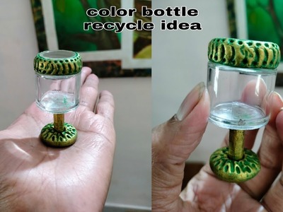 Color bottle craft idea | DIY color bottle reuse idea | DIY miniature wine glass
