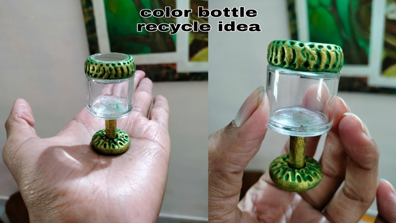 Color bottle craft idea | DIY color bottle reuse idea | DIY miniature wine glass