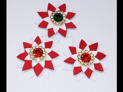 DIY~Cute Little Peppermint Poinsettias For Tags & Cards~Free Pattern!