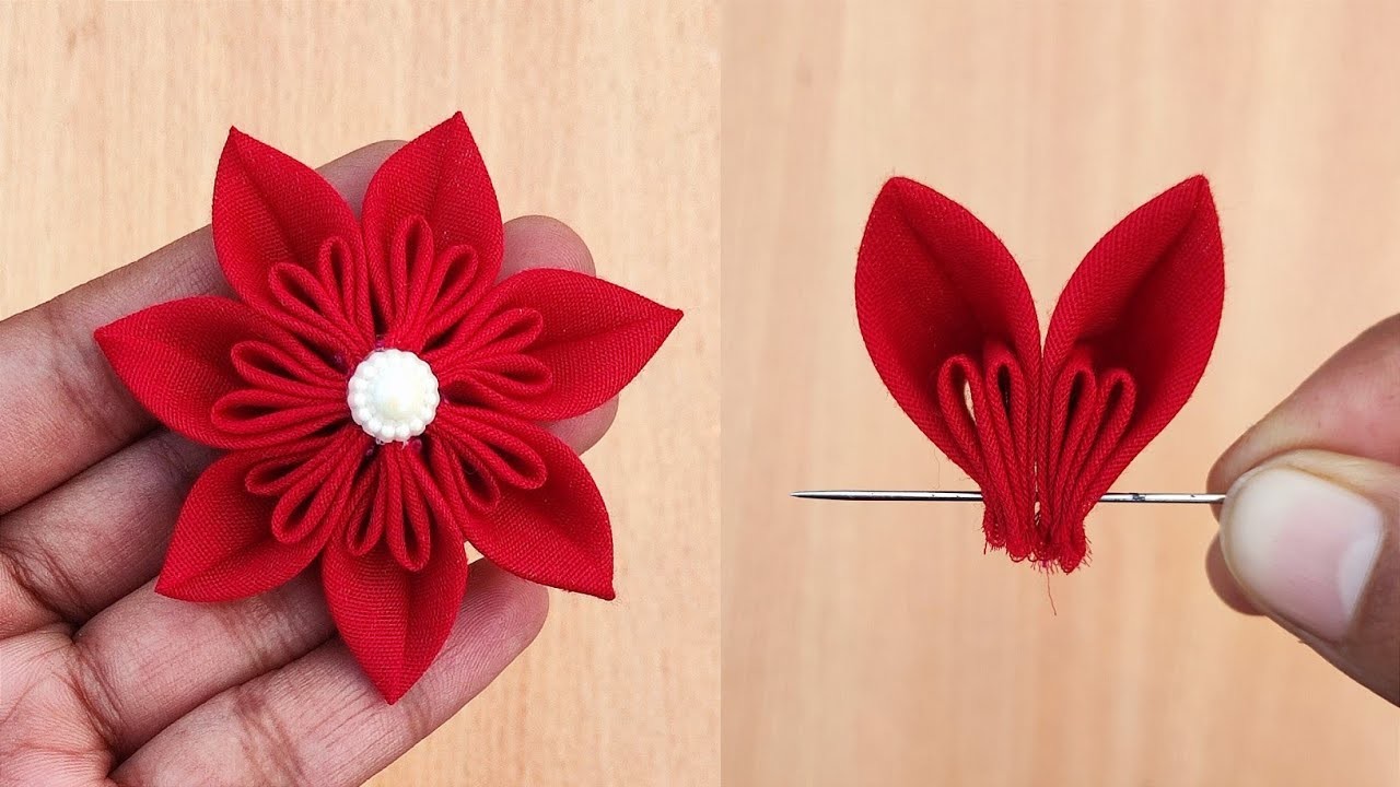 DIY: How to make an adorable fabric flower ~ in just 4 minutes! | kapde ka phool banana