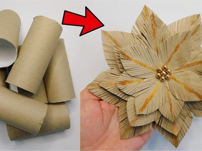 Fantastic Snowflake Flower DIY. Easy Winter Decor Idea. Paper Rolls Craft