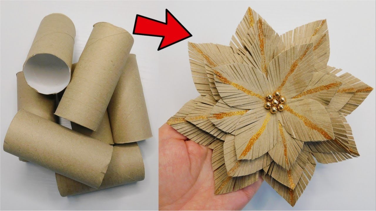 Fantastic Snowflake Flower DIY. Easy Winter Decor Idea. Paper Rolls Craft