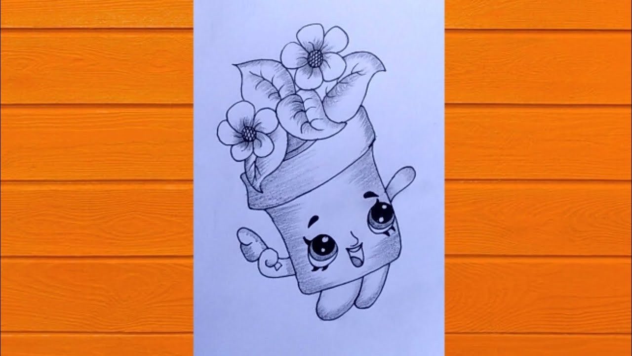 Flower ???? pot drawing||how to draw flower pot sketch ||easy draw flower pot  @trickydrawingart