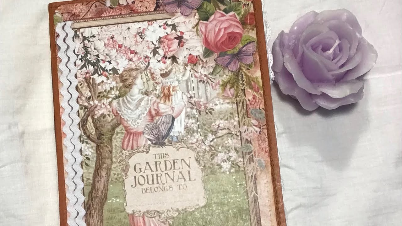 Garden journal flip through, for sale in my Etsy, romantic botanical vintage junkjournal style