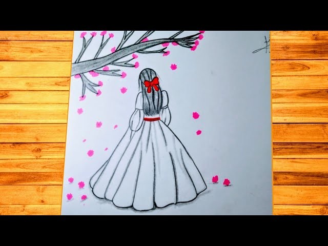 Girl from back side drawing ||Easy drawings pencil sketch|| how to draw a girl ||drawing for girl