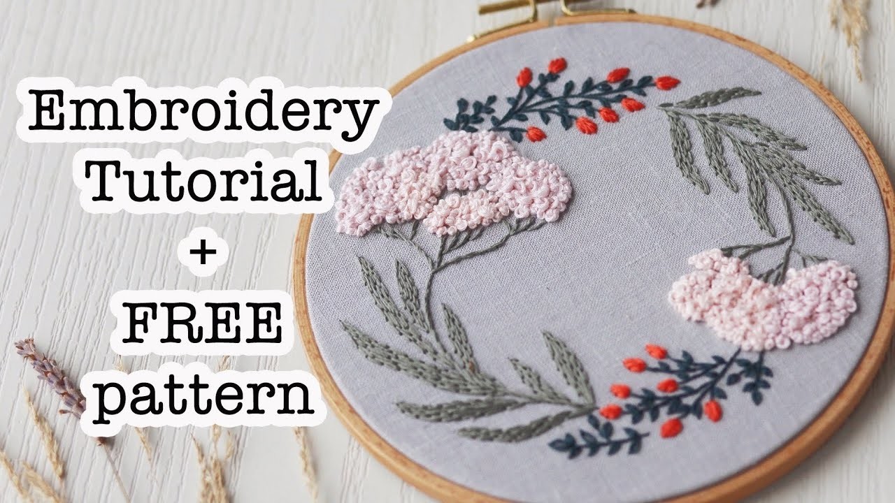 Hand embroidery design. Tutorial with free pattern