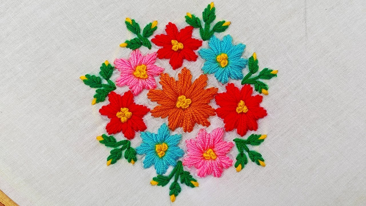 Hand Embroidery Flower Design || Hand Embroidery Flower Designs Easy || Ah Creator 3.0