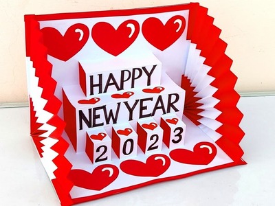 Happy new year greeting card 2023. New year card making handmade. DIY New year card ideas