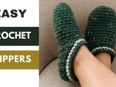 House Slippers Crochet Tutorial - How to Make an Easy Crochet Slippers
