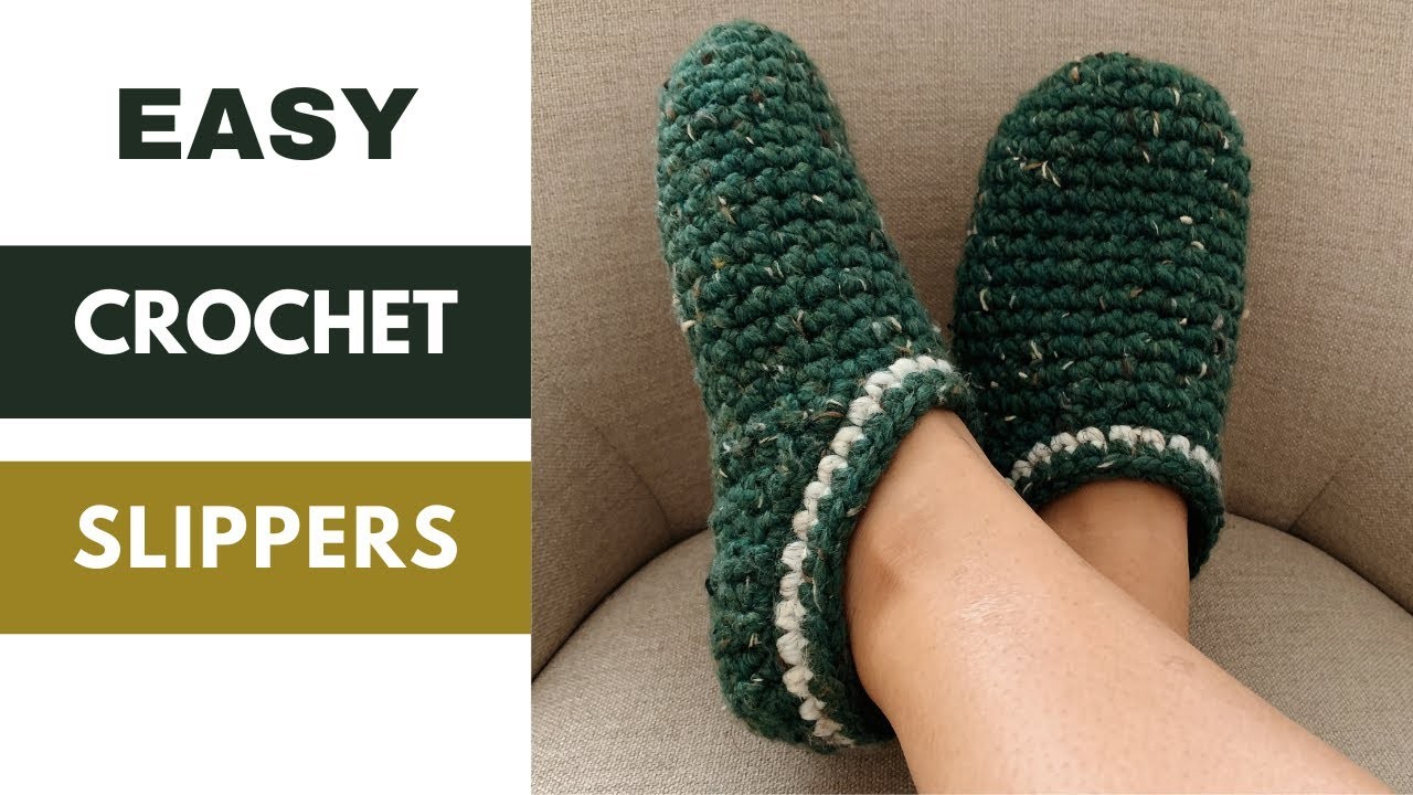 House Slippers Crochet Tutorial - How to Make an Easy Crochet Slippers