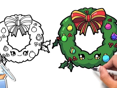 How to Draw Christmas Wreath | Christmas Art Class