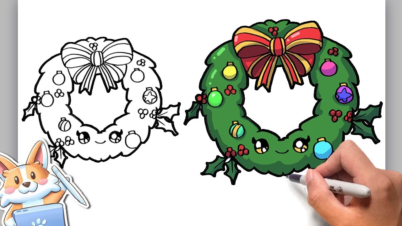 How to Draw Christmas Wreath | Christmas Art Class