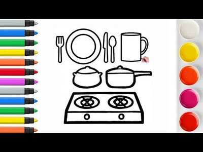 How to draw kitchen things || Painting and learning channel || Things in the kitchen