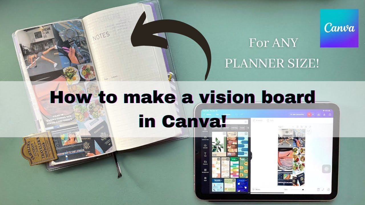How to make a vision board on Canva.  and other dashboards for ANY PLANNER size!