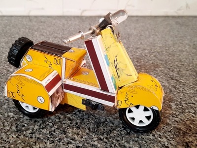 How to make matchbox Vespa Scooter with dcmotor at home #VespaScooter#matchbox#toys #craft#diy#top