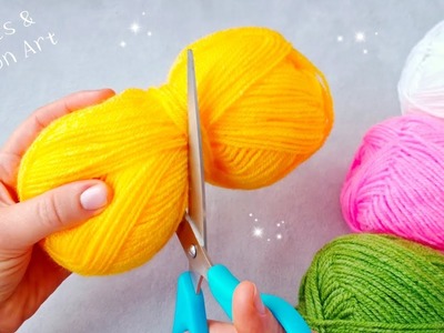 ⭐ It's so Beautiful !! ❤️️ Superb Craft Idea with Wool - DIY Easy Pom Pom Lemon Keychain