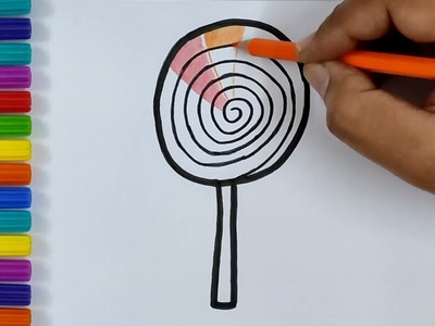 Lollipop Drawing and Coloring for Kids Children Babies Toddlers | How to Draw Lollipop Easy ????