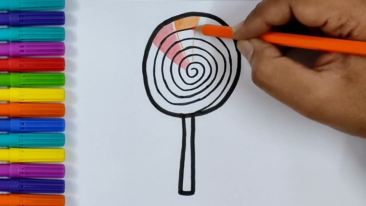 Lollipop Drawing and Coloring for Kids Children Babies Toddlers | How to Draw Lollipop Easy ????