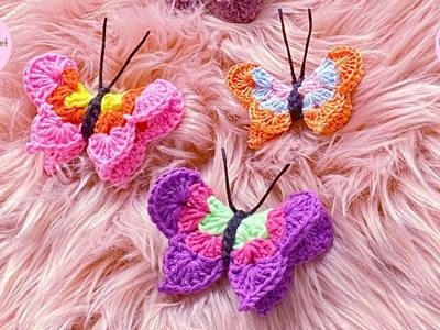 Mariposas 3D a crochet (Versión Diestra)