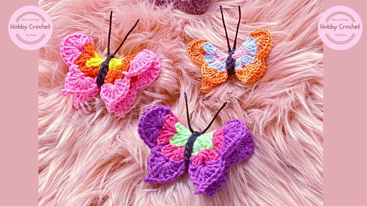 Mariposas 3D a crochet (Versión Diestra)