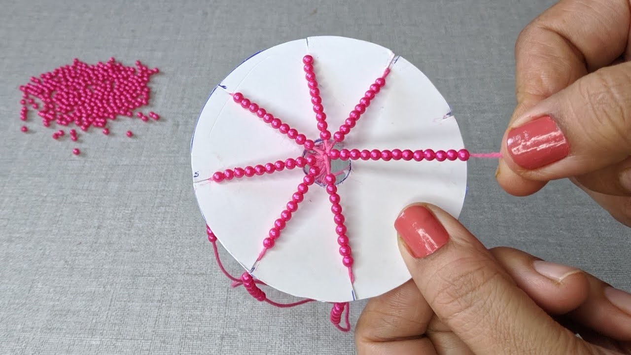 New Amazing Hand Embroidery Latkan Flower design idea.Easy Hand making Latkan Flower design trick
