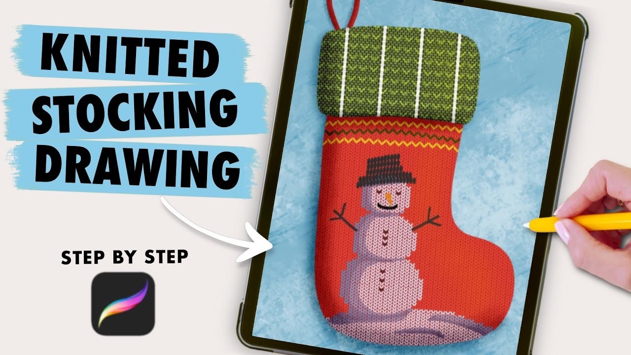 Procreate Drawing for Beginners | Easy Knitted Stocking Drawing Tutorial (step by step)