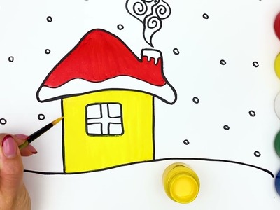 Santa ???? delivers Christmas presents ???? Little House Drawing ????
