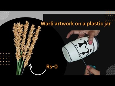 Warli Art Work on Plastic Jar.Diy Flower Vase.Best Out of Waste.Waste Material Craft.Bottle Art