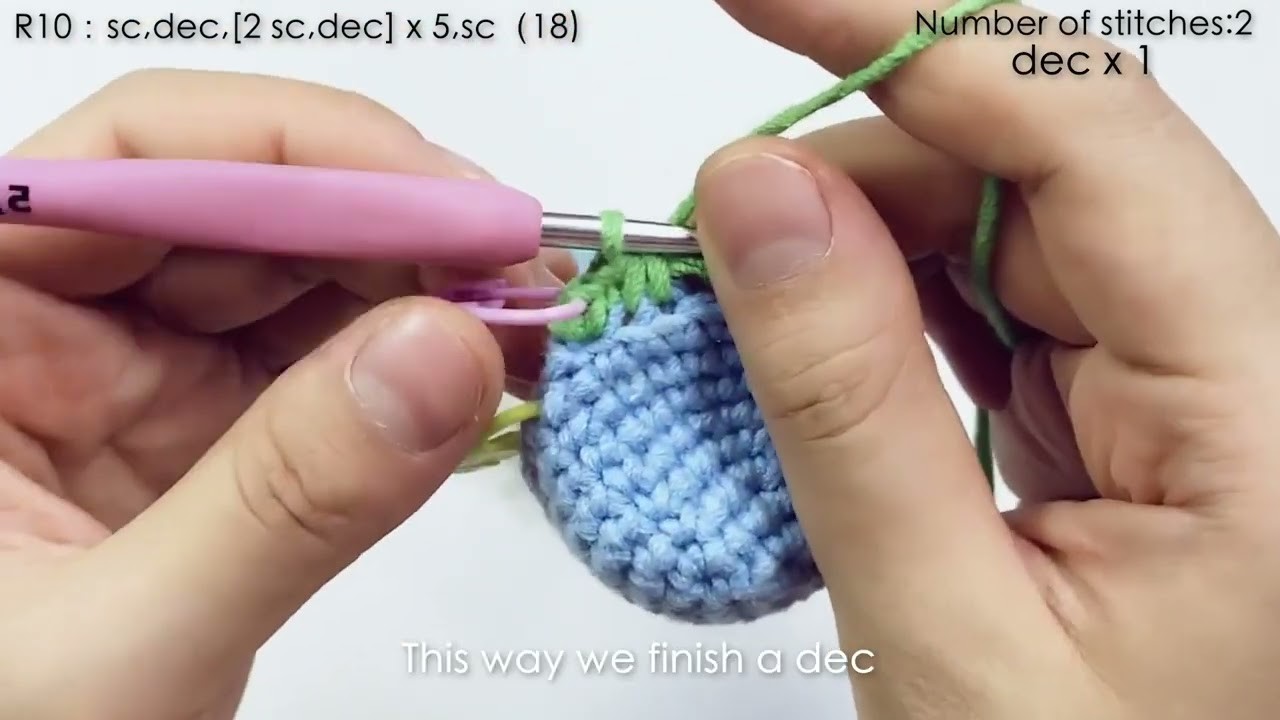7、Left-handed.How to increase (inc) single crochet stitches
