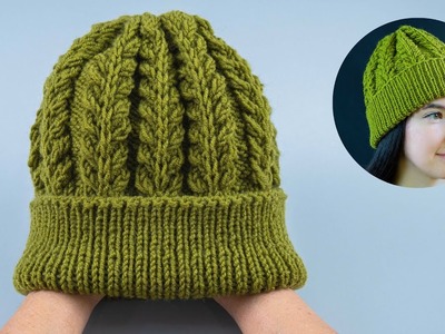 A simple knitted hat with the pattern “Hyacinth” - looks beautiful and it’s warm!