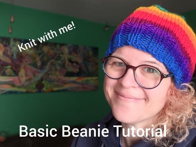 Basic Beanie with a Ribbed Brim on Circular Needles | FREE TUTORIAL + PATTERN