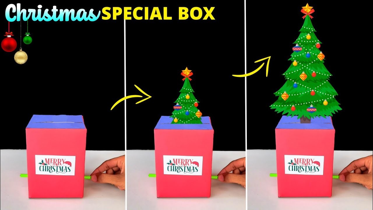 Christmas Special Craft , DIY automatic working Christmas box , how to make make Christmas tree ????