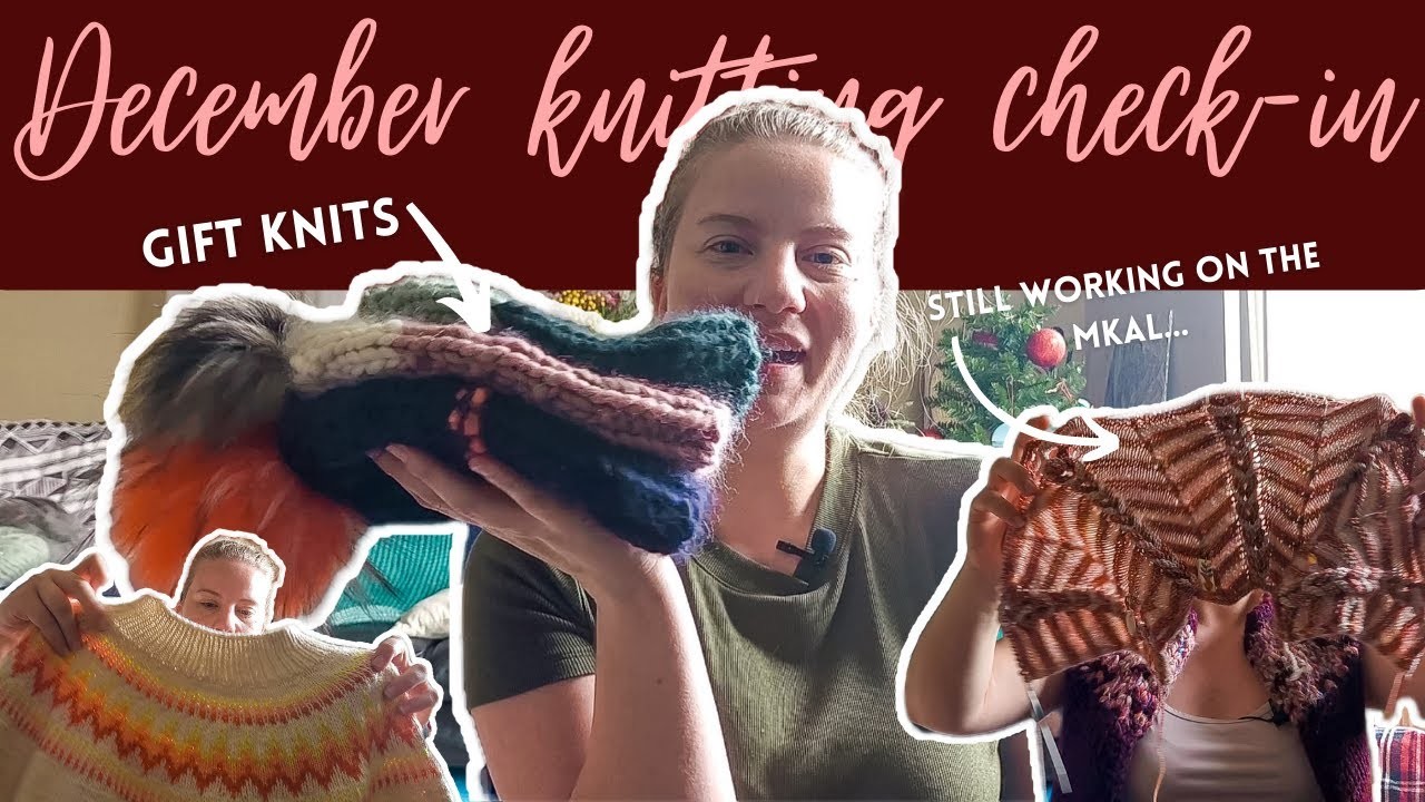 December knitting podcast mid-month check-in: Beanies, Throwover by Andrea Mowry, Westknits shawl