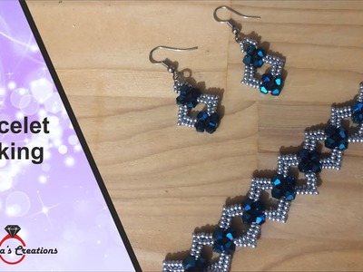 Diy beaded bracelet and bicone beads. How to make beaded jewelry set
