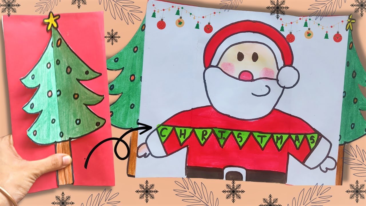 DIY Christmas greeting card. Christmas greeting card making ideas #craft #diy  #papercraft
