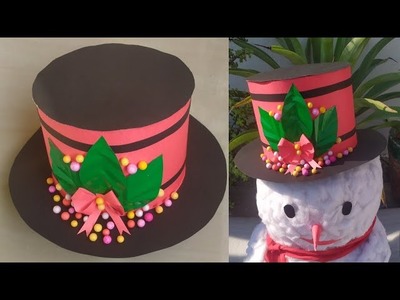 Diy snowman hat. christmas craft idea. origami paper hat. hat making with paper. hat making idea