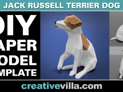 Jack Russell Terrier - DIY Low Poly Paper Model Template, Paper Craft