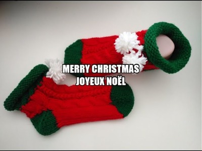 Knitted slipper,  christmas.Pantoufle au tricot,  Noël