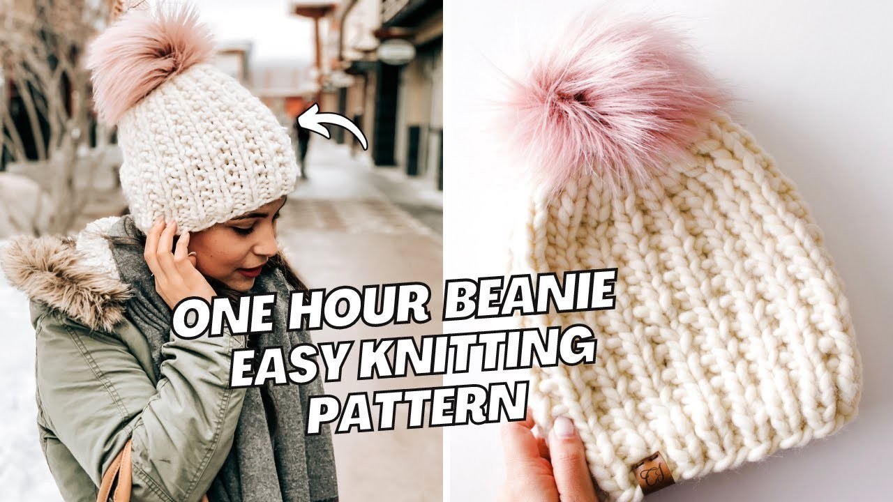 ONE HOUR Beanie, beginner-friendly knitting pattern, and tutorial | CJ Design blog