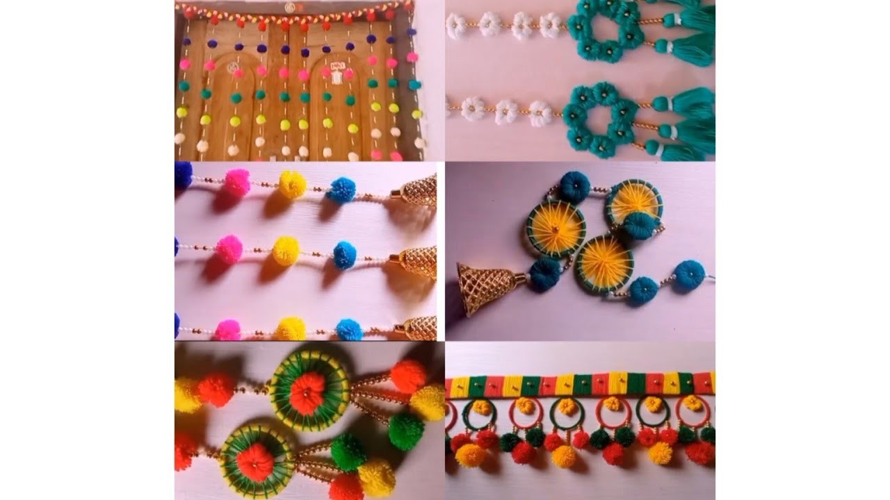 Woolen Craft Ideas.Woolen Door Hanging.Woolen Jhalar.Toran Patti Design
