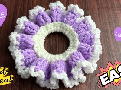Wow ‼️ Super Easy Crochet Pastel Purple Scrunchies . Crochet Tutorial