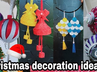 4 DIY Christmas Ornaments decorations ideas.Christmas Tree decoration.Glitter sheet craft#christmas