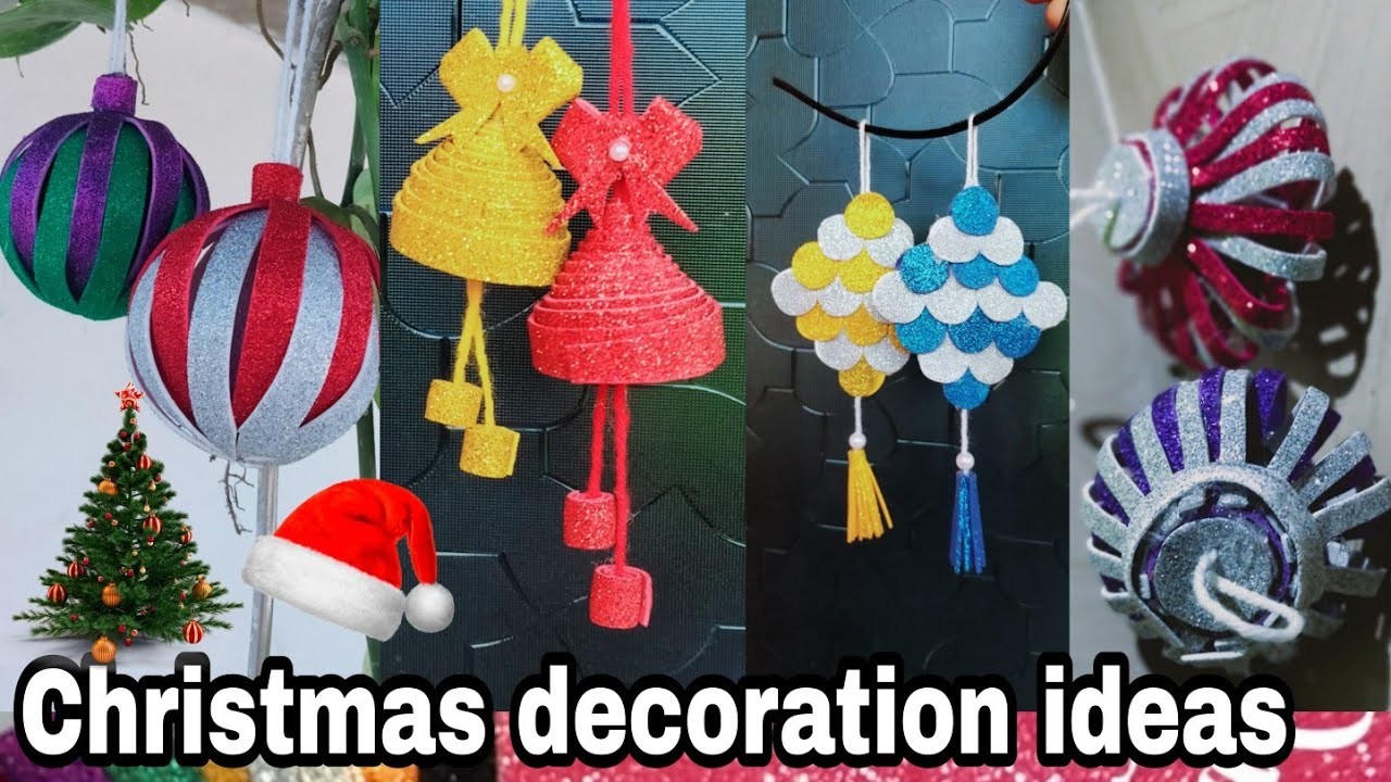 4 DIY Christmas Ornaments decorations ideas.Christmas Tree decoration.Glitter sheet craft#christmas