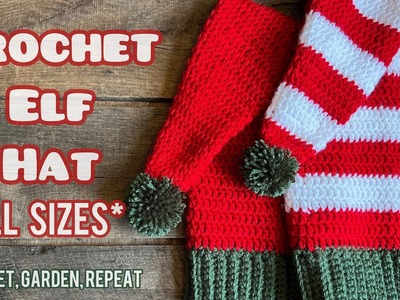 *ALL SIZES* Crochet Elf Hat (some experience needed)???? Crochet, Garden, Repeat