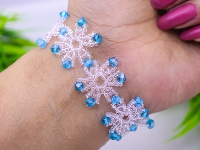 Beaded Snowflake Bracelet.Seed Bead Bracelet.Beaded Bracelet Making For Beginners-Easy & Quick Craft